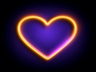 A glowing heart shape with neon orange outline on dark background