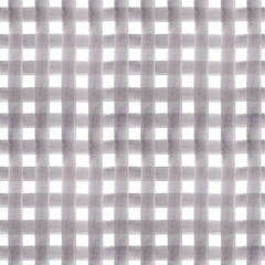 Gray checkered watercolor background. Seamless pattern with hand drawn checks, stripe, line with splash for wallpapers, textile. wrapping