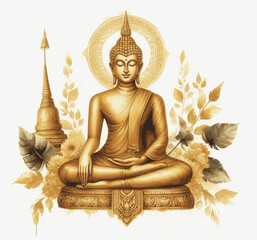 Obraz premium Watercolor Buddha: Still Presence Buddha statue isolated vector illustration svg