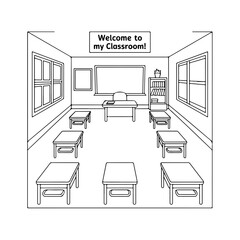 vector illustration of a school class room