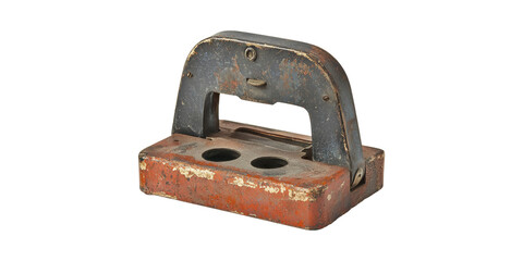 Vintage Metal Two-Hole Punch. Retro Office Tool For Paper Organization And Document Management Isolated On Transparent Background