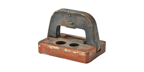 Vintage Metal Two-Hole Punch. Retro Office Tool For Paper Organization And Document Management Isolated On Transparent Background