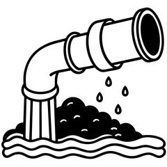 Industrial Pipe Water Pollution Vector