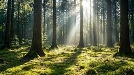 Naklejka premium A serene countryside forest depicted in an anime-inspired background animation style