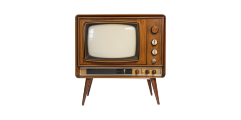 Vintage Wooden Television Set With Dials. Retro Entertainment And Nostalgia Concept Isolated On Transparent Background