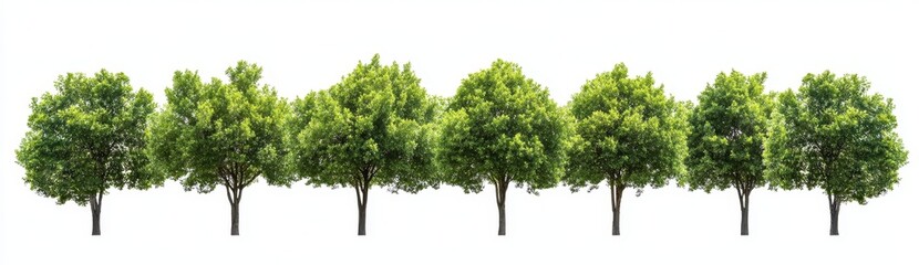 Obraz premium Isolated green trees on a transparent background featuring forest and summer foliage suitable for print and web use with a cut path and alpha channel