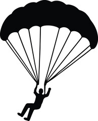 Silhouette skydiver parachute jumping extreme sport vector Illustrator