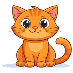 Obraz premium Cute orange tabby cartoon cat sitting, cheerful expression.