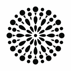 Abstract Black and White Mandala Design with Circles and Petals