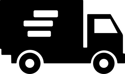 Fast delivery truck icon representing shipping or logistics. Moving Truck Icon - Iconic Series Fast shipping delivery truck flat icon for apps and websites A simple black silhouette 