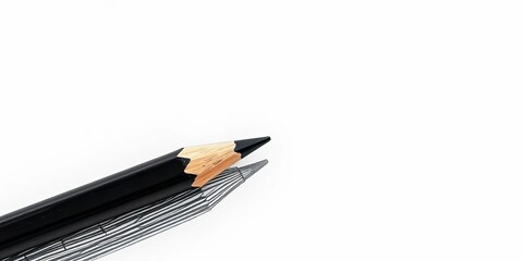 Fototapeta premium Black pencil sketch, sharp point, defined outline on white paper, white background, texture