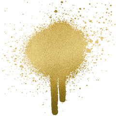 Large gold spray paint texture with a transparent background