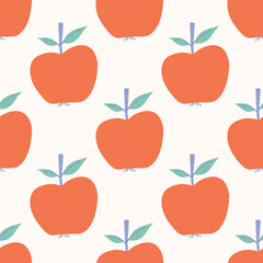 Seamless pattern with Red apples in flat shabby style. Vector illustration pattern for fabric, textiles, clothing, wrapping paper, cover, banner, home decor, abstract background