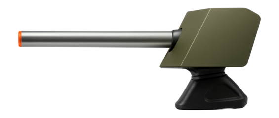 Tank destroyer gun with a long barrel and angular armor shield