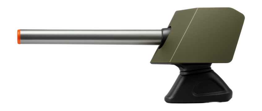 Tank destroyer gun with a long barrel and angular armor shield