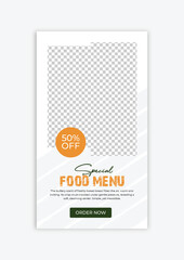 Clean and Creative Instagram Story Template Featuring Tasty Food Menu Design for Social Media Marketing