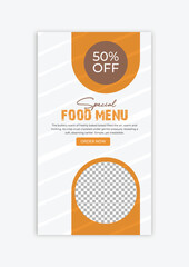 Delicious Food Menu Instagram Story Layout Ideal for Restaurant, Bistro, or Fast Food Marketing