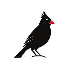 Fototapeta premium Minimalist silhouette of a cardinal perched on a branch suitable for cards