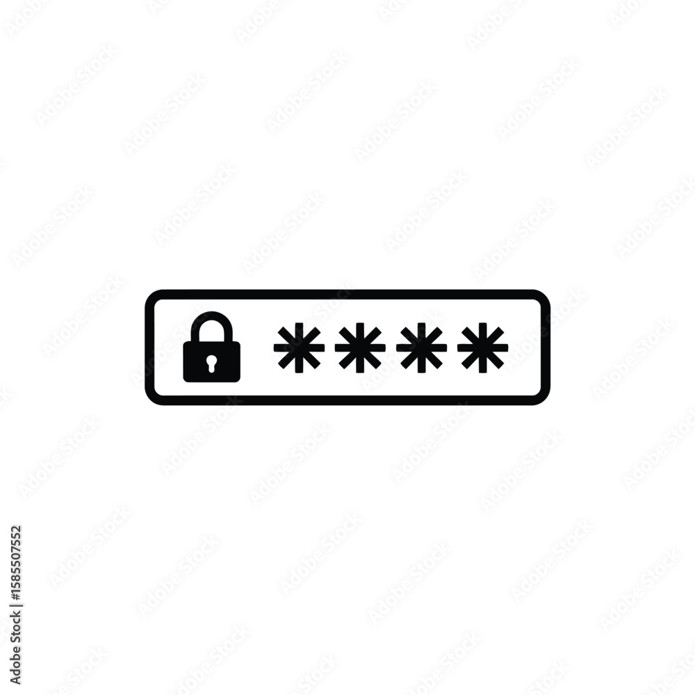Poster password input field with padlock icon and asterisk characters