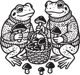 Fall Frogs with Mushrooms