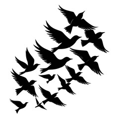 Obraz premium Black vector bird silhouette flying with outstretched wings, a powerful symbol of nature and freedom