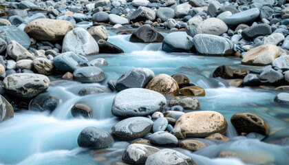 Stream Flowing Over Rocks In Nature