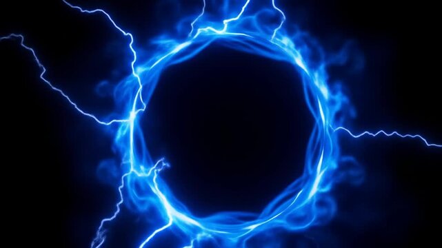 Electric Discharge Ring Portal Effect Animation Loop for Visual Effects and Motion Graphics
