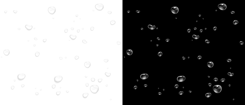 PNG Realistic Water Drops on Glass. Wet Window Rain Condensation on Transparent Background