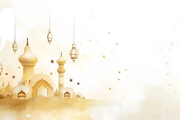 Eid mubarak greeting card background design. Islamic arabic background.