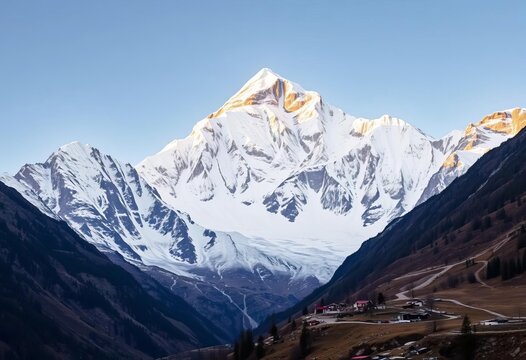 Nanga Parbat's Diamir Face, towering above Zankot village in Gilgit-Baltistan,  valley,  Diamir Face