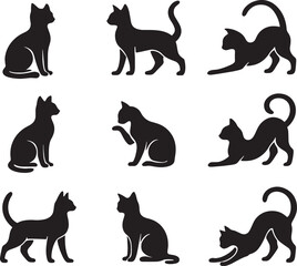 black silhouettes of cats vector