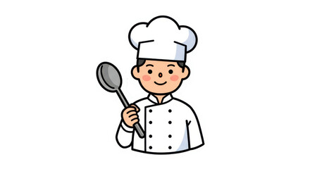 Cute Cartoon Chef with Spoon Illustration