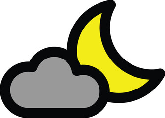 Obraz premium Cloud and Crescent Moon Vector Illustration