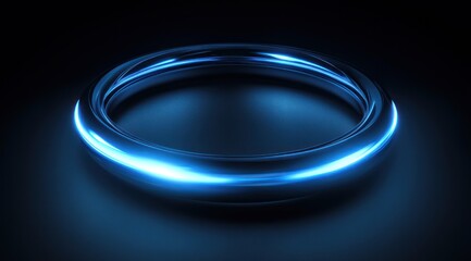 Fototapeta premium Glowing Ring, A Luminous 3D Rendering on a Dark Background Displaying Circular Brilliance