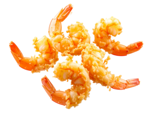 Crispy fried shrimp on a background