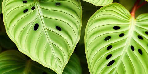 Obraz premium Intricate paper cut-out of monstera deliciosa leaves, showing delicate veins and fenestrations, leaves, die cut