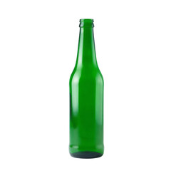 Empty green glass bottles isolated on transparent background
