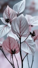 Elegant floral composition showcasing the delicate beauty of translucent leaves and branches