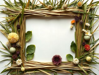 Elegant natural frame with floral and botanical elements for creative designs, showcasing delicate