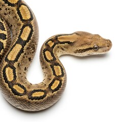 Obraz premium Detailed close up of a python s head and patterned body on a white background