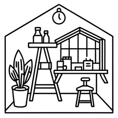 Creative Art Studio Line Icon