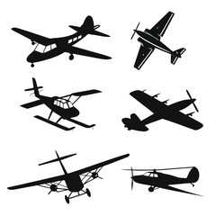 vector silhouettes of airplane
