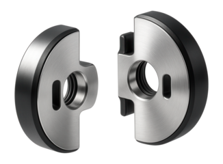 Set of zinc balancing weights with slotted design for woodworking routers in a carpentry workshop