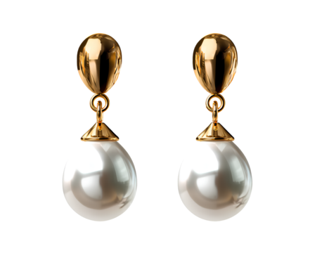  Elegant gold and pearl earrings set transparent background - Powered by Adobe