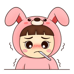 Bunny Kid Sick with Fever