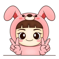 Bunny Kid Peace Sign