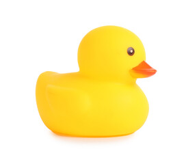 One cute rubber duck isolated on white