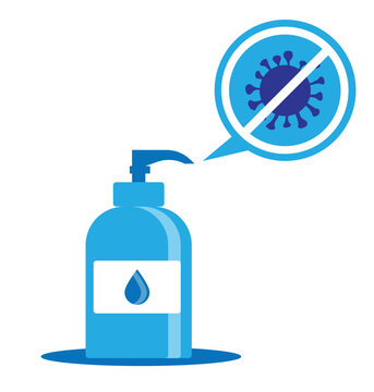 blue hand sanitizer bottle, virus protection clip art preview