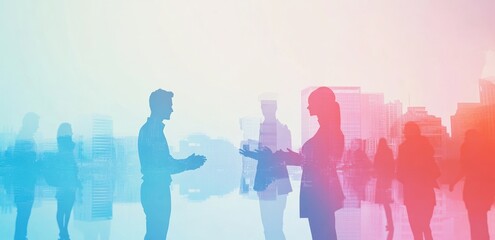 Abstract business meeting in the city showcasing future collaboration