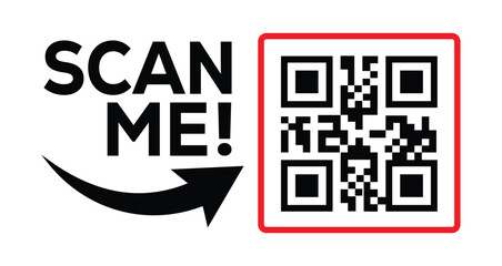 QR code scan icon set. Scan me frame. QR code scan for smartphone. QR code for mobile app, payment and identification. Vector illustration.